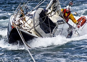 Crew member on board casualty vessel in Weymouth during a rescue during the Olympics 2012 Crew member on board casualty vessel in Weymouth during a rescue during the Olympics 2012