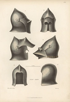 14th century helmets from suits of armour in 14th century helmets from suits of armour in