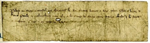 <b class=qtipBold><figcaption>14th century passport</figcaption></b><br>Passport issued to John Swan, vicar of St Paul's, Malmesbury, 1378 Date: 1378<br><em>© Mary Evans / National Archives</em> 14th century passport