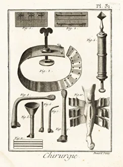 18th century sutures, tourniquet, syringe and bandages 18th century sutures, tourniquet, syringe and bandages