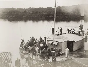 19th century vintage photograph: boat on the Rewa River, Fiji 19th century vintage photograph: boat on the Rewa River, Fiji