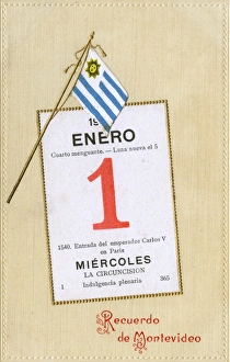 Montevideo Gallery: 1st January 1908 - New Years Card - Montevideo, Uruguay