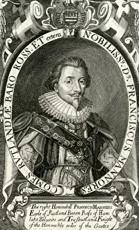 Prints of FRANCIS MANNERS 6TH EARL OF RUTLAND Also Baron Ross of Ham and Honourable Knight of the Garter. Date: 1578 - 1632 Rutland Prints: Portrait Print of Francis Manners, 6th Earl of Rutland