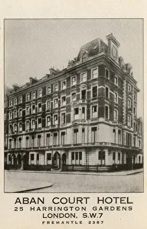 Prints of Aban Court Hotel - 22 Harrington Gardens, London - now the NH Harrington Hall Hotel. Date: 1930s Kensington Prints: 1930s Print of Aban Court Hotel, London