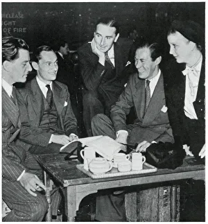 Actors revising script before show opening, September 1939 Actors revising script before show opening, September 1939