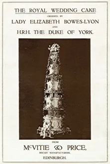 Advertisement for the 10ft high royal wedding of the Duke of York to Lady Elizabeth Advertisement for the 10ft high royal wedding of the Duke of York to Lady Elizabeth