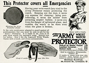 Advert for The Army wrist watch protector 1916 Advert for The Army wrist watch protector 1916