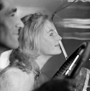 <b class=qtipBold><figcaption>Advertisement for beauty products</figcaption></b><br>Advertisement for beauty products -- male and female models (D Orme and M Colbrook) posing in a car. 1959<br><em>© The Colin Sherborne Collection/Mary Evans Picture Library</em> Advertisement for beauty products
