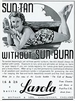 Images Dated 5th July 2012: Advert for Beetham Larola suntan lotion 1940