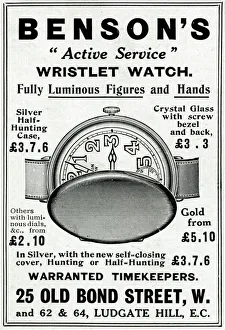 Advert for Bensons luminous wrist watch 1915 Advert for Bensons luminous wrist watch 1915