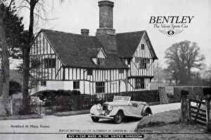 Stratford Gallery: Advert for Bentley, the Silent Sports Car, featuring a Bentley motor car in front of a