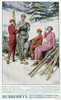 Skiing Collection: Advert for Burberry winter sports wear 1926