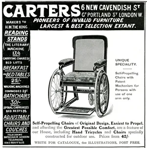 Advert for Carters, self propelling wheelchair 1906 Advert for Carters, self propelling wheelchair 1906