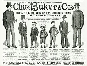 Advert for Chas. Baker & Co. gentlemen & boy's clothing 1887