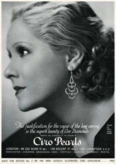 Advert for Ciro jewellery drop earrings 1933 Advert for Ciro jewellery drop earrings 1933