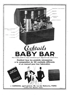 Advert for Cocktails Baby Bar (Paris) 1920s Advert for Cocktails Baby Bar (Paris) 1920s