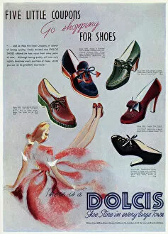 Good shoes will take you good places Collection: Advert for Dolcis shoes, shopping with five coupons 1941