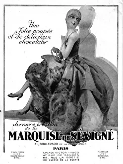 Advert for dolls and chocolates from Marquise de Sevigne Date: 1920s Advert for dolls and chocolates from Marquise de Sevigne Date: 1920s
