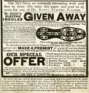 Advert for Dr. Scotts electric insoles 1889 Advert for Dr. Scotts electric insoles 1889