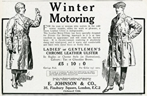 Advert for E. Johnson chrome leather ulster 1923 Advert for E. Johnson chrome leather ulster 1923