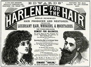 Advert for Edwards Harlene hair product 1893 Advert for Edwards Harlene hair product 1893