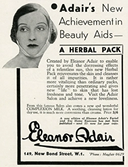 Aids Gallery: Advert for Eleanor Adair, herbal pack 1934