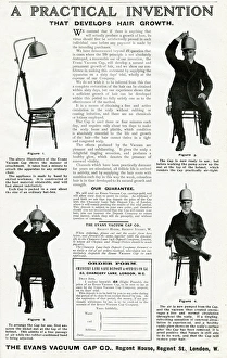 Advert for Evans vacuum cap for growth of hair 1906 Advert for Evans vacuum cap for growth of hair 1906