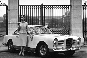 <b class=qtipBold><figcaption>Advertisement for Facel Vega car</figcaption></b><br>Advertisement for Facel Vega car with female model (Helen Connor). 1959<br><em>© The Colin Sherborne Collection/Mary Evans Picture Library</em> Advertisement for Facel Vega car