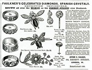Advert for Faulkers novelty jewellery 1886 Advert for Faulkers novelty jewellery 1886