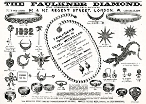Advert for Faulkner diamond jewellery 1892 Advert for Faulkner diamond jewellery 1892