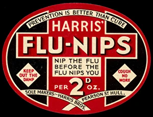 <b class=qtipBold><figcaption>Advert for Flu Nips</figcaption></b><br>A trade card for 'flu nips'; "nip the flu before the flu nips you".<br><em>© Mary Evans Picture Library</em> Advert for Flu Nips