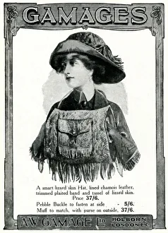 Advert for Gamages lizard skin accessories 1909 Advert for Gamages lizard skin accessories 1909