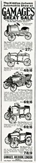 Advert for Gamages model pedal cars 1925 Advert for Gamages model pedal cars 1925