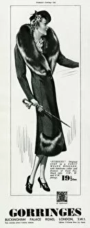 Wool Gallery: Advert for Gorringes womens dyed fox collar coat 1937