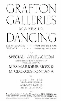 Marjorie Collection: Advert for the Grafton Galleries Dance Club, London, 1919