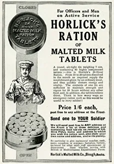 Supplement Gallery: Advert for Horlicks ration of malted milk tablets 1916