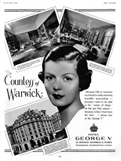 Advert for Hotel George V featuring Countess of Warwick Advert for Hotel George V featuring Countess of Warwick