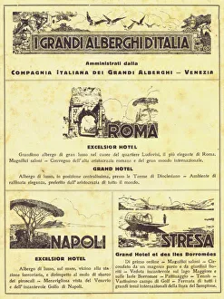 Advertisement for hotels in Rome, Naples and Stresa, 1924 Advertisement for hotels in Rome, Naples and Stresa, 1924