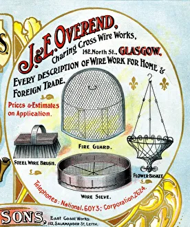 Advert, J & E Overend, Wire Works, Glasgow, Scotland Advert, J & E Overend, Wire Works, Glasgow, Scotland