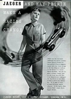 Advert for Jaeger, Kay Petrie, Motor Racing Driver Advert for Jaeger, Kay Petrie, Motor Racing Driver