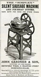 Patent Gallery: Advert for John Gardner & Son, sausage machine 1888