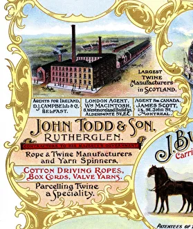 Advert, John Todd & Son, Rope Manufacturers, Rutherglen Advert, John Todd & Son, Rope Manufacturers, Rutherglen