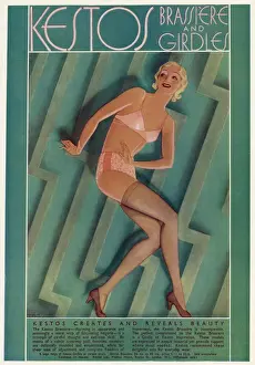 Vintage Lingerie Prints: Advert for Kestos Brassiere and Girdles