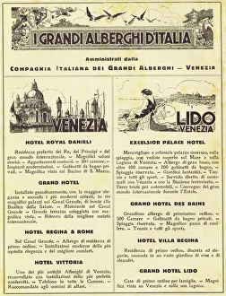 Advertisement for the main Hotels in Venice and the Lido Advertisement for the main Hotels in Venice and the Lido