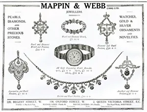 Advert for Mappin & Webb pearl and diamond jewellery 1912 Advert for Mappin & Webb pearl and diamond jewellery 1912
