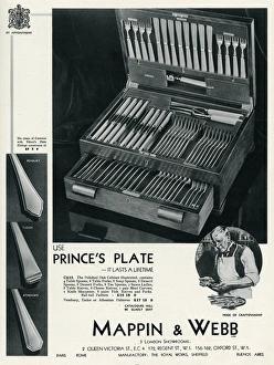 Advert for Mappin & Webb Princes Plate cutlery case 1935 Advert for Mappin & Webb Princes Plate cutlery case 1935