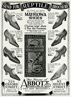 Related Images Gallery: Advert for Mayflowa crocodile, ostrich and lizard shoes 1926