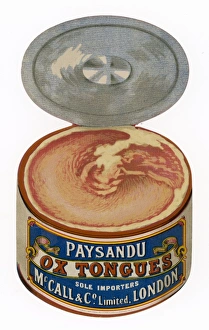 <b class=qtipBold><figcaption>Advert/Ox Tongue 1890S</figcaption></b><br>Paysandu Ox Tongue in a tin<br><em>© Mary Evans Picture Library</em> Advert/Ox Tongue 1890S