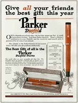 Present Gallery: Advert for Parker Duofold pens