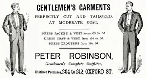 Advert for Peter Robinson gentlemen's evening wear 1895 Advert for Peter Robinson gentlemen's evening wear 1895